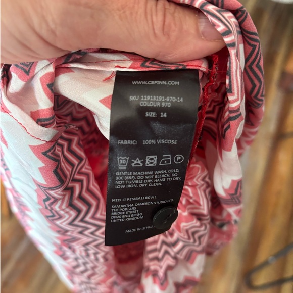 CEFINN Red and White Zigzag Wrap Dress SZ 14 - Picture 3 of 6